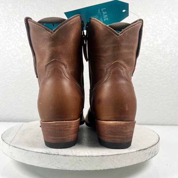 NEW Lane PLAIN JANE Womens Brown Cowboy Bootie 7.5 Short Western Cowgirl Boots - Picture 3 of 11